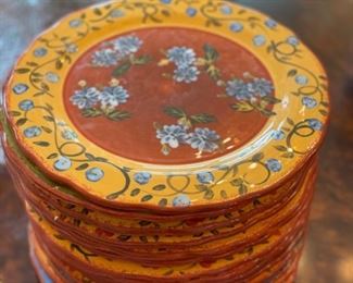 Set of 15 dinner plates. Matching bowls and salad plates in varying numbers.