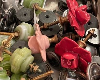 Assorted drawer pulls.