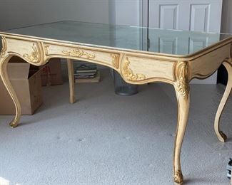 Nancy Corzine smoky mirrored glass-top writing desk. Photo 1 of 2.