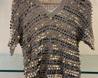 Sample of vintage clothing - sweater with sequins. Photo 1 of 2.