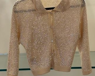 Sample of vintage clothing - cardigan with sequins. Photo 1 of 2.