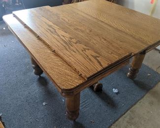 Handmade extendable solid wood table with extra screws and leg