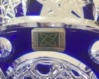 Celtic Crystal Claddagh cobalt blue footed vase