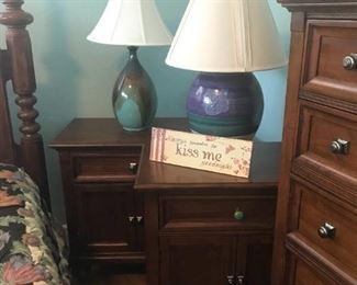 King 4-post solid wood bedroom set - night stands