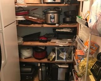 Multiple Crockpots, Bread Machines, Fryers, Counter Top Ovens, Grills, etc.  There is a lot more than what is pictured!