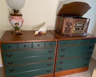 A Pair of Adorable Wood/Painted Dressers, Gone with the Wind Lamp
