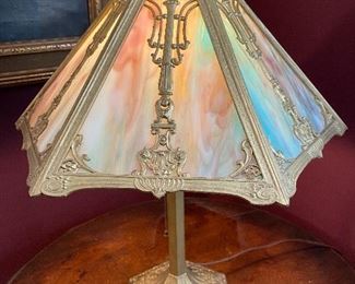Close up of the Beautiful Pastel Tiffany Style Table Lamp