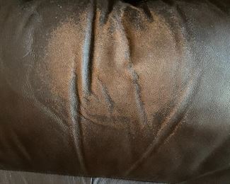 Close up of wear on the headrest of lift chair.