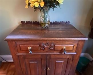 Antique Oak Commode Cabinet