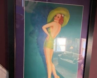 January 1938 "Pin-Up" Calendar Page, Framed.