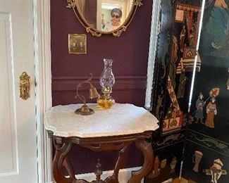 Marble Top Antique Table on castors