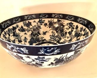 Very large blue/white oriental style bowl