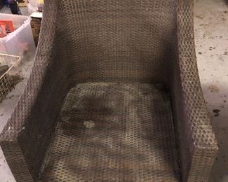 Pair of wicker patio chairs