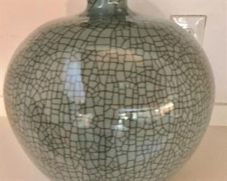 Large crackled celadon vase