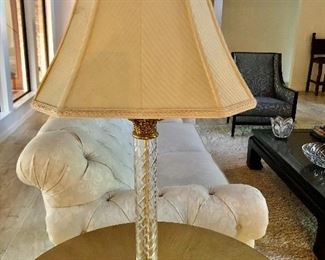 Pair of crystal/brass lamps