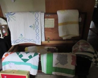 Antique Ed Roos Cedar Chest with Quilts