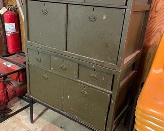 Home made wood and metal chest of drawers, a great lobby or loft entry piece