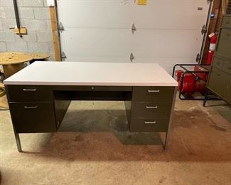 vintage metal office desk, 