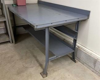 Dayton metal shop table with metal top