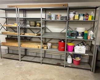 vintage commercial metal shelving and supplies