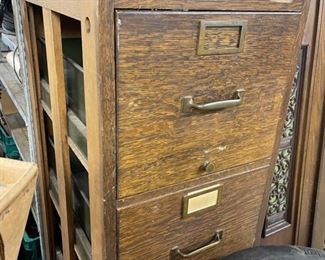oak four drawer built in file cabinet