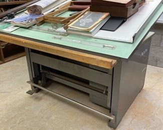draftsman drawing desk/table with accessories and manuals. 