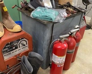 welder, fire extinguisher, supplies