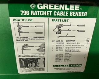 Greenlee 796 Ratchet Cable Bender