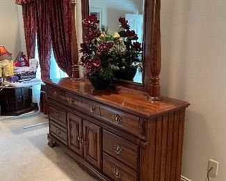 large dresser with matching mirror