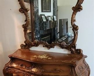 Large French carved console and mirror