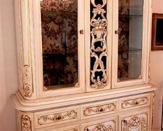 Elaborate Hollywood Regency China hutch