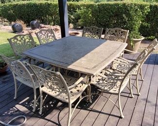 Large square patio table and 8 chairs
