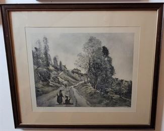 Corot etching...pencil signed and titled
