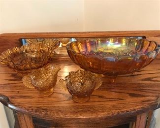 Amber Carnival Glass