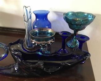 Blue Carnival Glass