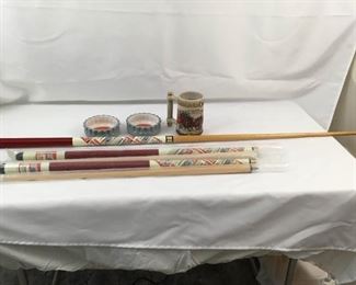 Budweiser Pool Cues, Mug, and Ashtrays
