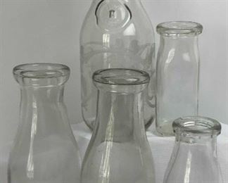 Etched Milk Bottle 4 Smaller Bottles