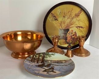 Tin Platter, Brass Bowl, More