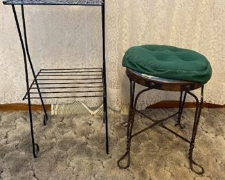 Vintage Metal Stand and Stool