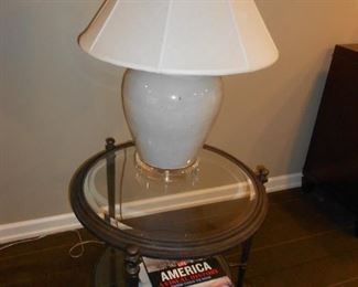 Glass Top Table and Lamp