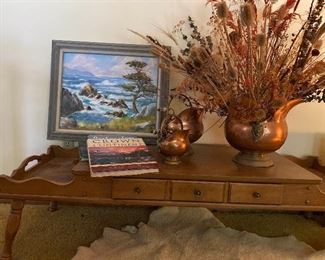 Coffee Table Brass Decor Books and Painting