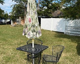 Black Metal Patio Table with Umbrella