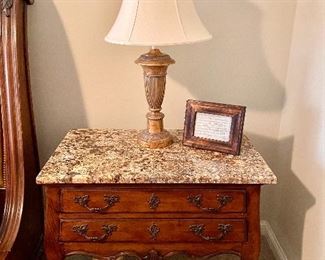 Henredon stone top two drawer chest / chest of drawers / nightstand