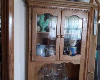 Corner Cabinet and Pottery