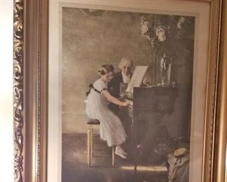 Young Lady Framed Piano Lesson