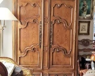 Beautiful Armoire Storage Cabinet, Pheasant, Wood Advertising Box, Side Chair, Stool
