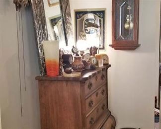Chest with Clocks, Metal Mirror, Wall Art and Ansonia Clock