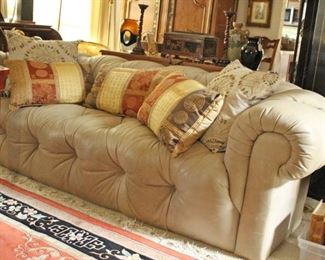 Leather Sofa and Throw Pillows