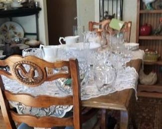 Dining Table with Stemware, Bowls, Dishes