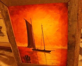 Boat Scene Oil Painting
